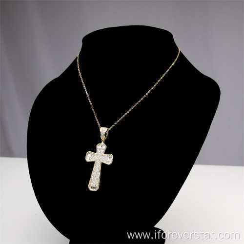 copper zircon 925 silver cross charm pendant